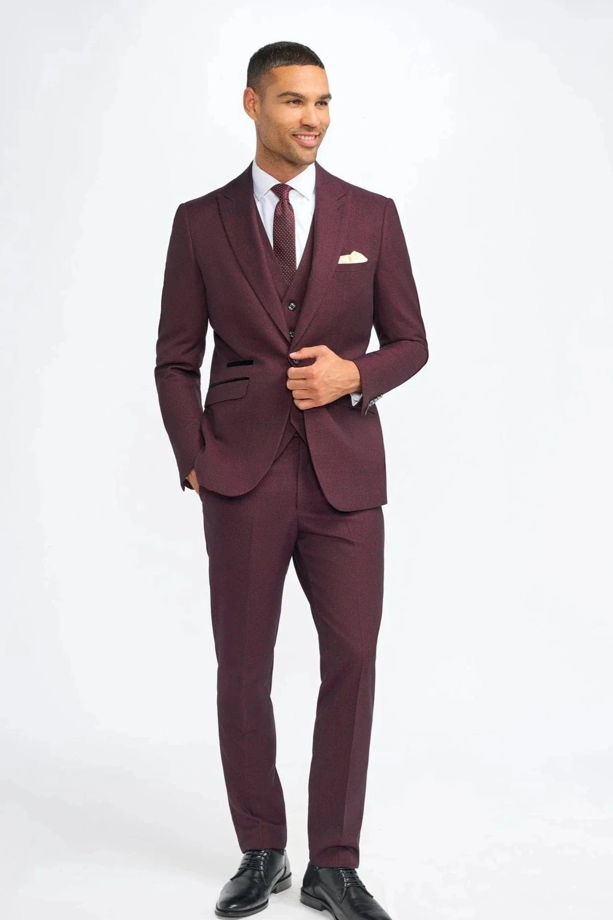 CARIDI WINE CHECK 3-PIECE SUIT