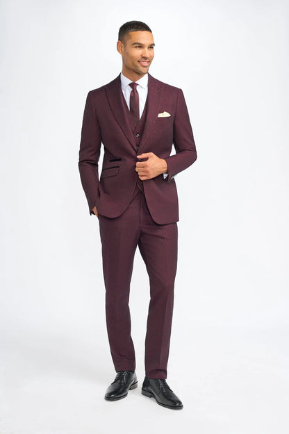 CARIDI WINE CHECK 3-PIECE SUIT