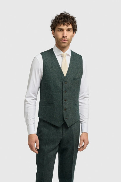 Cavani Thomas Lush Olive Tweed 3-Piece Suit