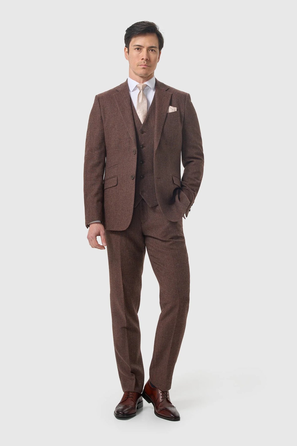 Cavani Thomas Dark Mahogany Tweed Three Piece Suit