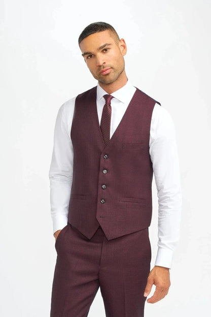 CARIDI WINE CHECK 3-PIECE SUIT