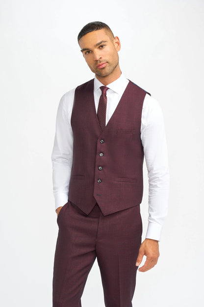 CARIDI WINE CHECK 3-PIECE SUIT