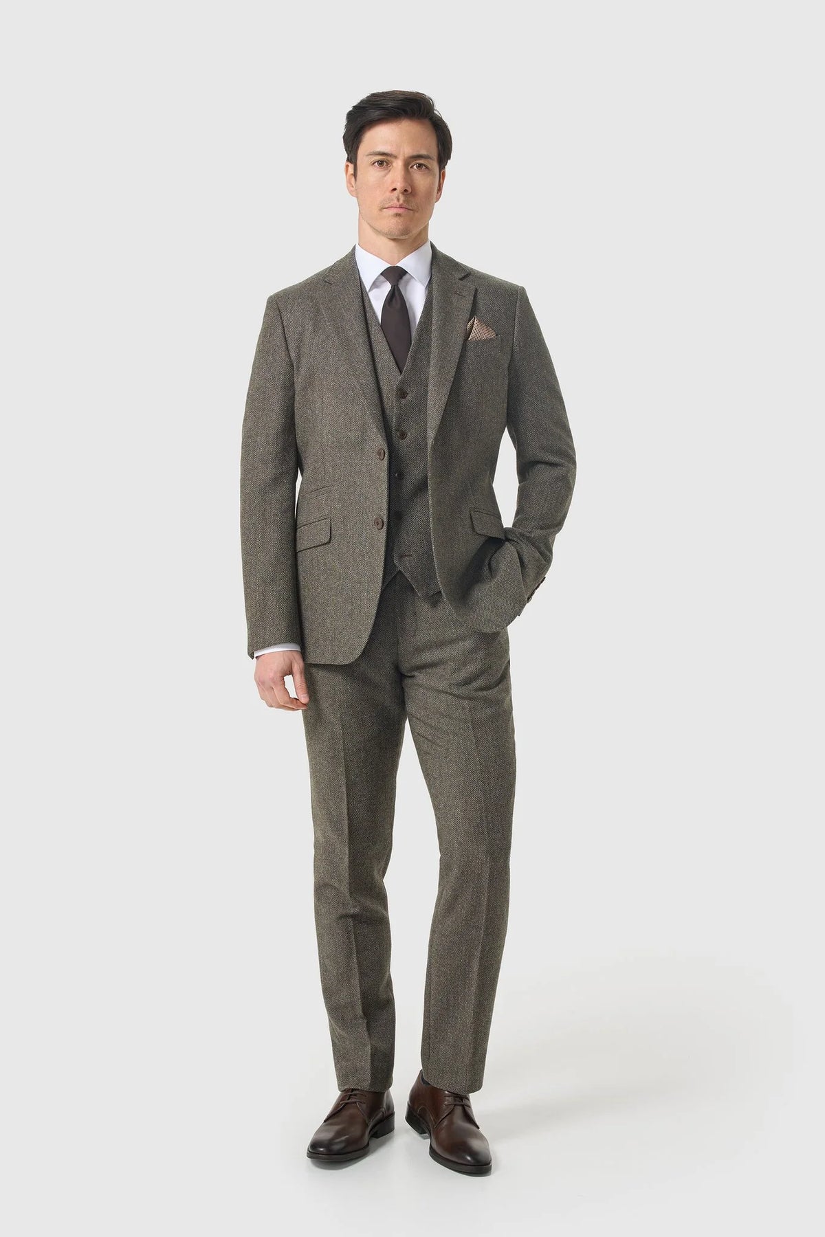 Cavani Thomas Sage Tweed Three Piece Suit