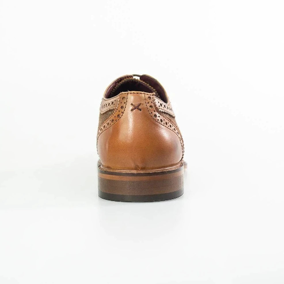 Cavani tan tweed brogue shoes top
