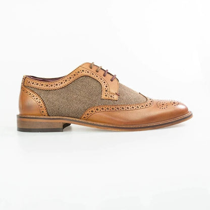 COLTRANE TAN TWEED CONTRAST LEATHER SHOES