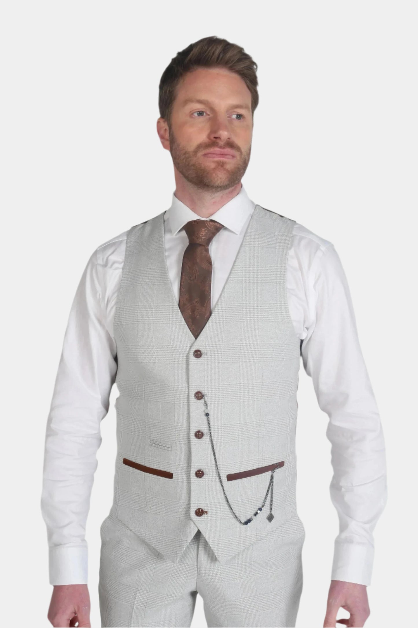 PAUL ANDREW MARK STONE CHECK 3 PIECE SUIT MENZ SUITS Menz Suits