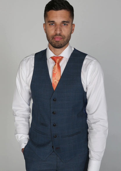 VICEROY NAVY CHECK 3-PIECE SUIT