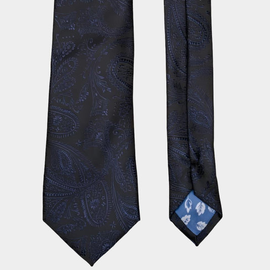 BLACK PAISLEY TIE SET (813)