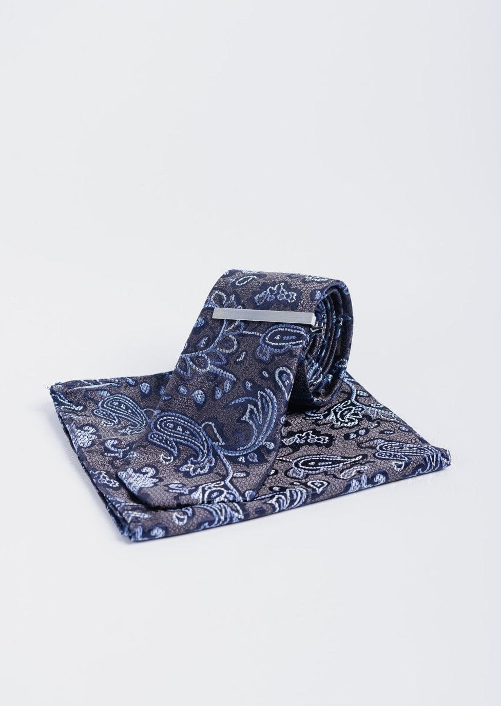 GREY PAISLEY TIE SET (812)