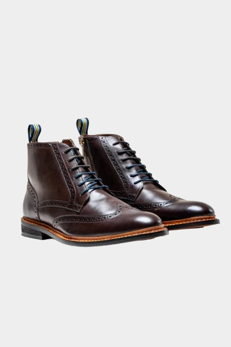 ASHMOOR BROWN LEATHER BROGUE BOOTS