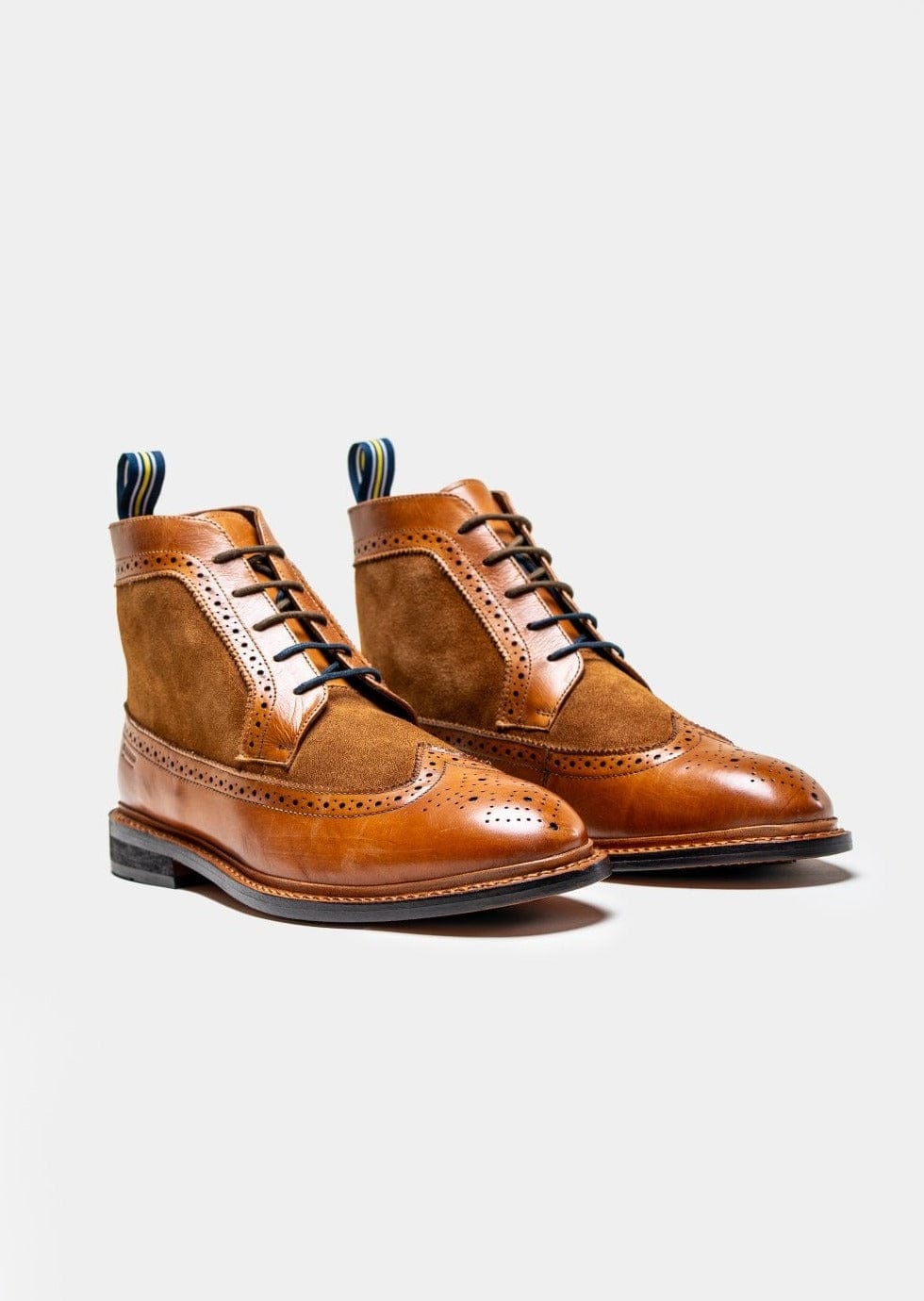 BOSWORTH TAN LEATHER BROGUE BOOTS