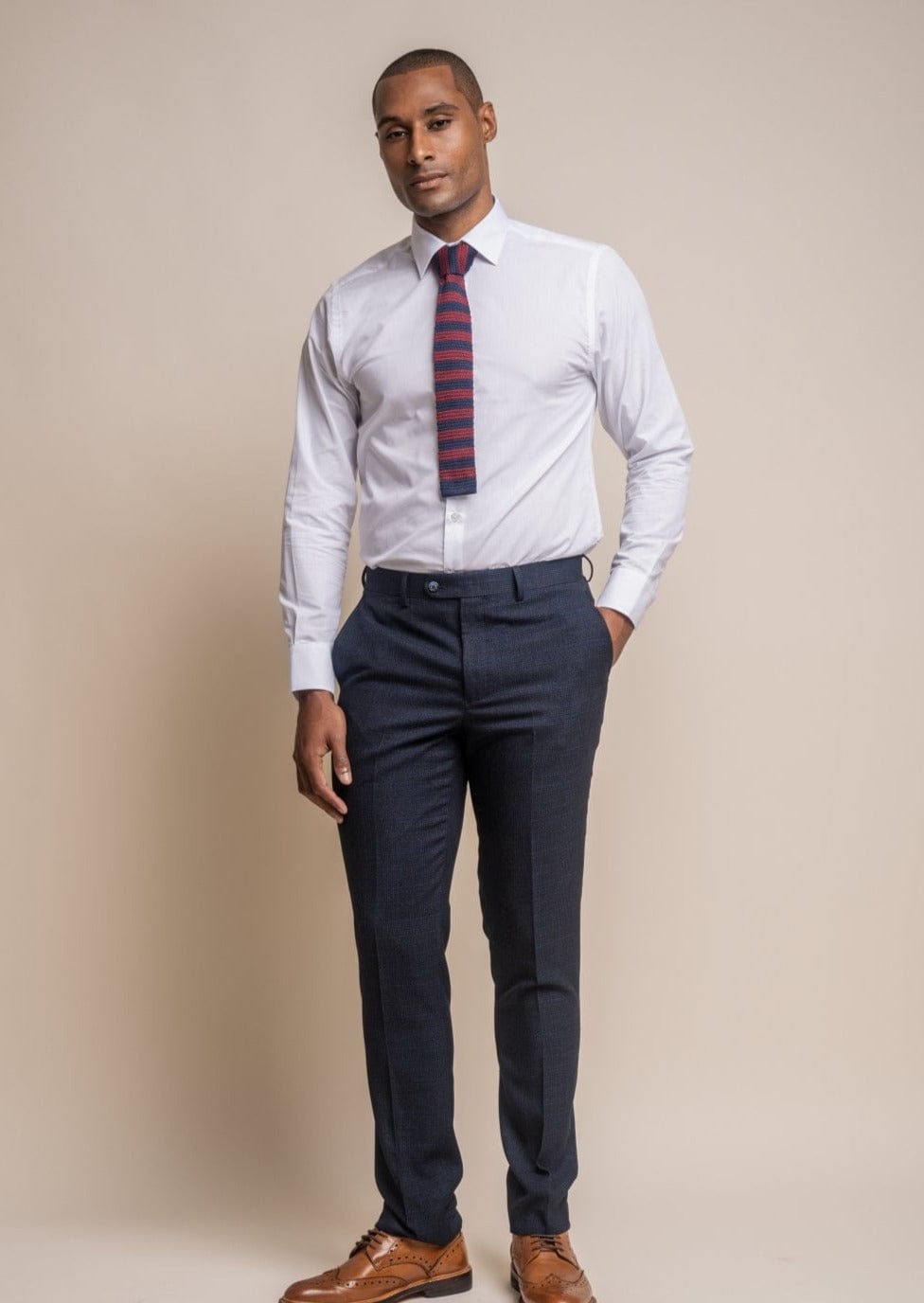 Cavani Caridi Navy Check Trousers | Menz Suits