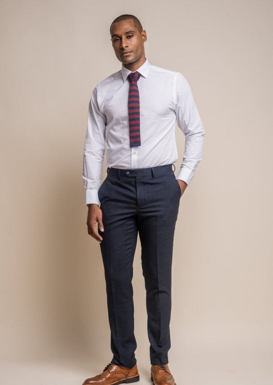 CARIDI NAVY CHECK TROUSERS