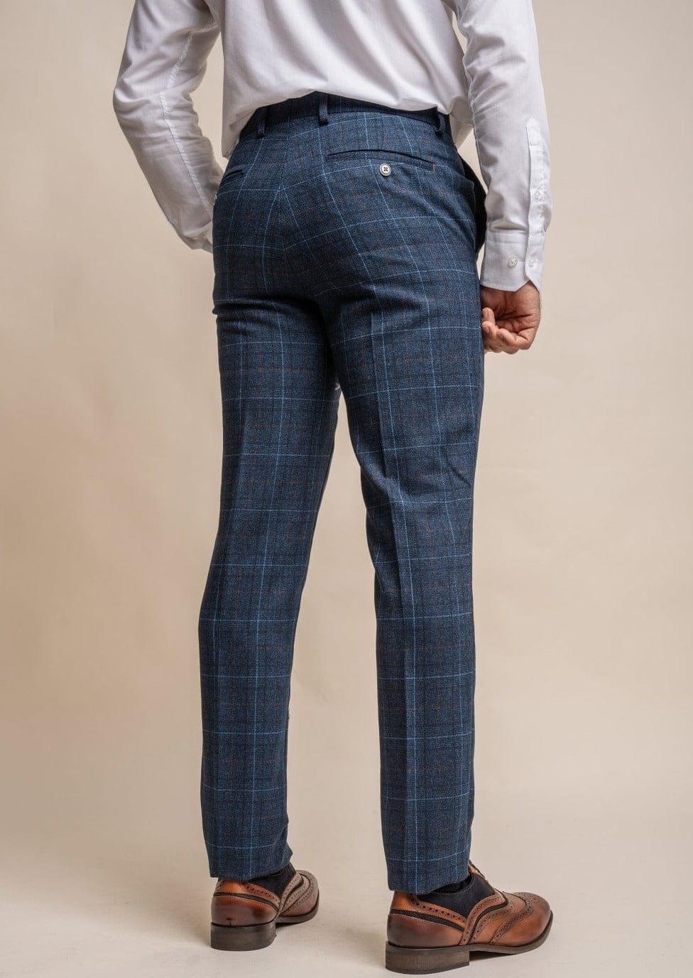 CODY NAVY TWEED CHECK TROUSERS