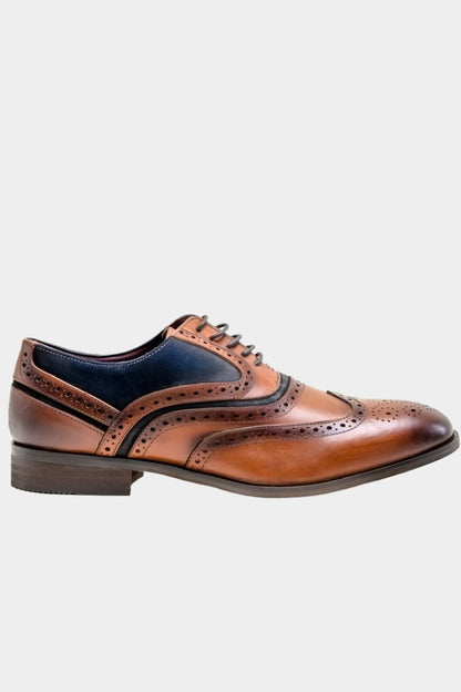 EVORA MID TAN LEATHER BROGUE SHOES