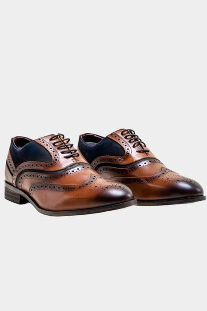 EVORA MID TAN LEATHER BROGUE SHOES