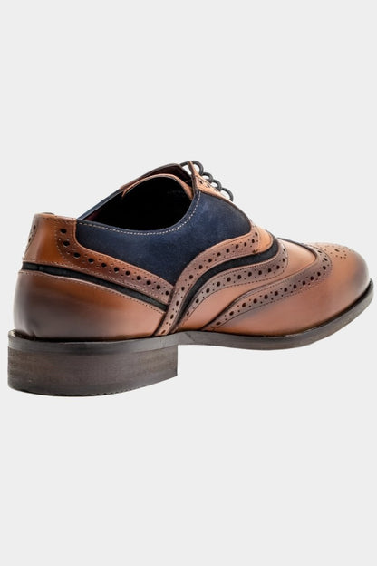 EVORA MID TAN LEATHER BROGUE SHOES