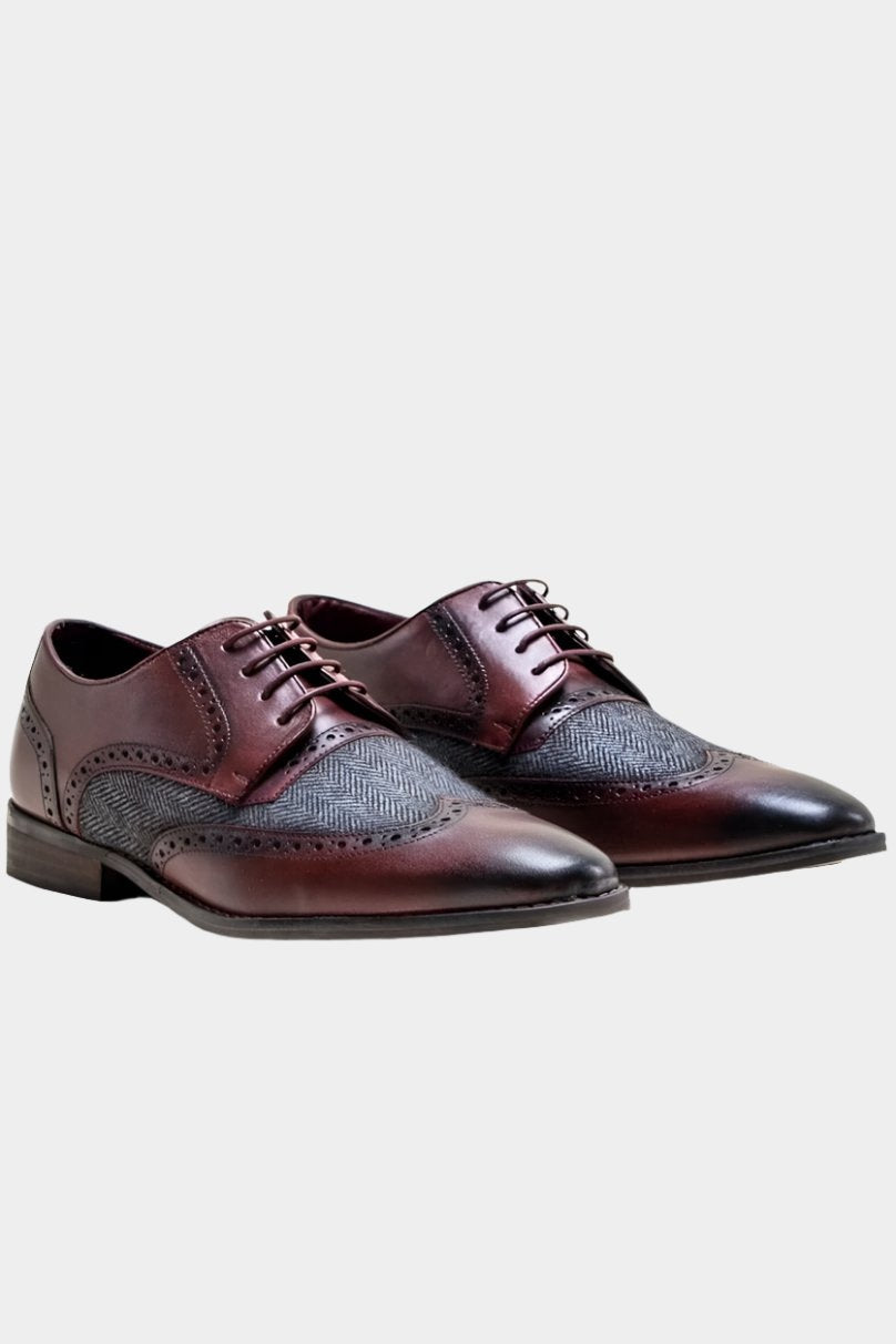 FARO BORDO LEATHER BROGUE TWEED CONTRAST SHOES