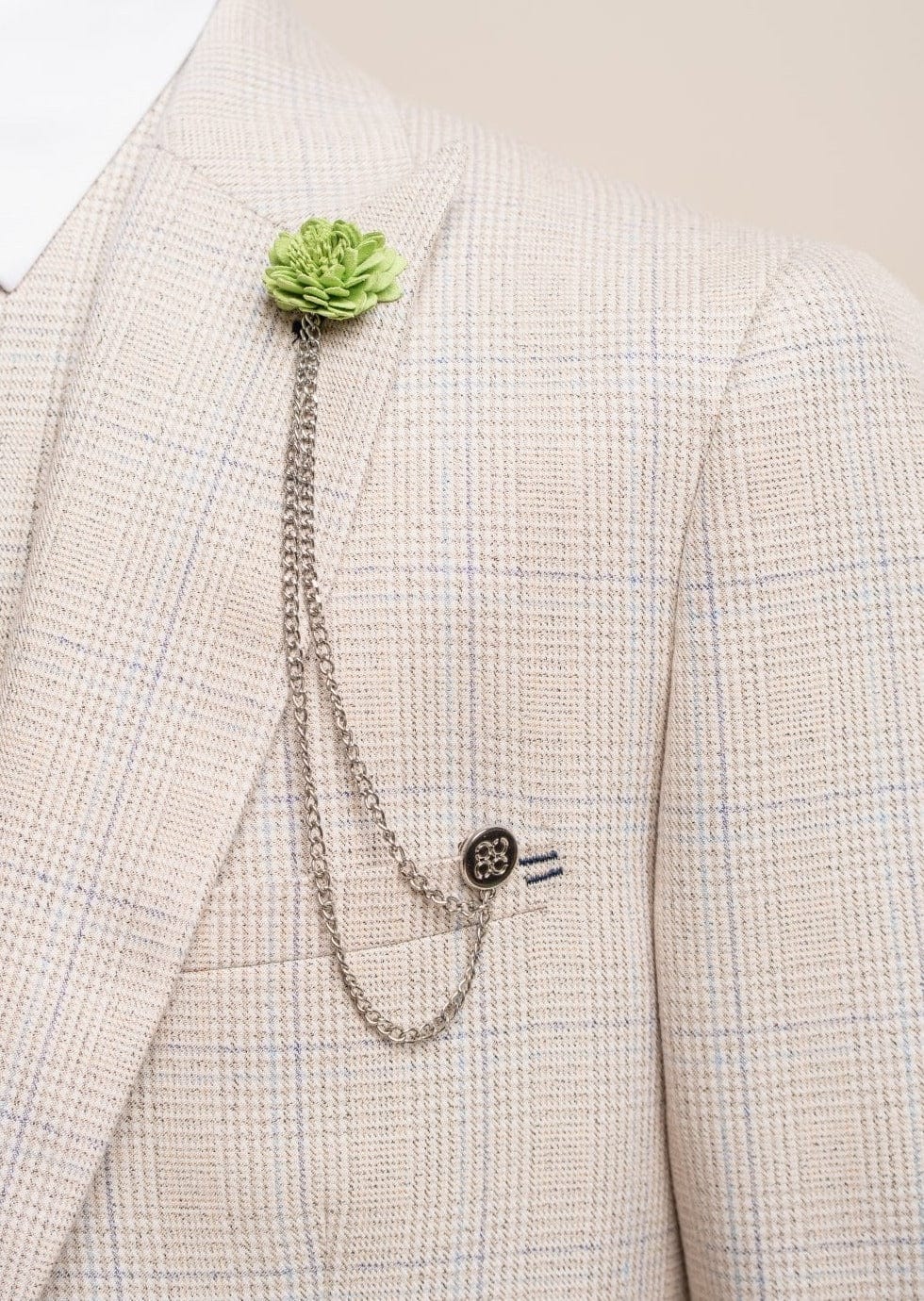 LIME GREEN FLOWER LAPEL PIN & CHAIN