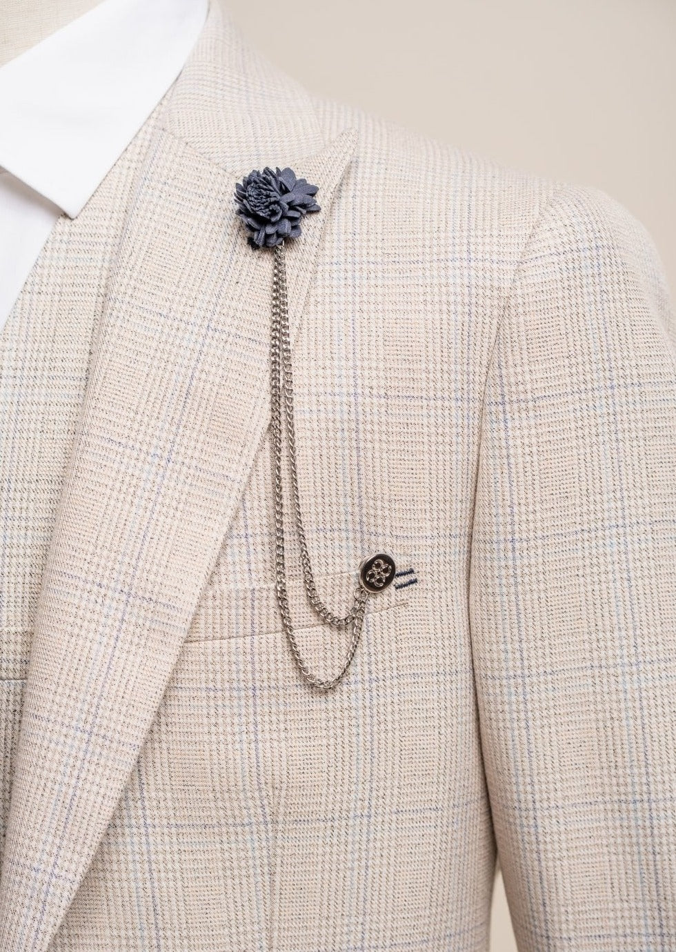 Mens Navy Flower Lapel Pin & Chain | Menz Suits – Menz Suits