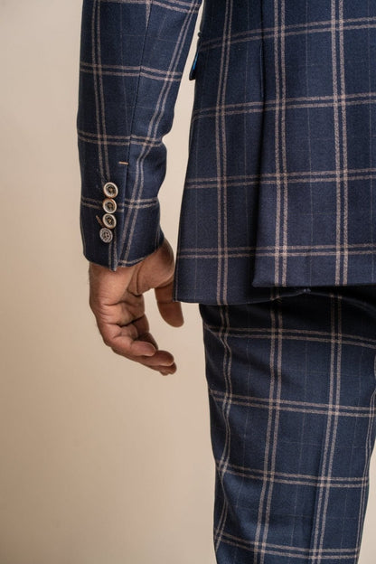 HARDY NAVY CHECK 3-PIECE SUIT