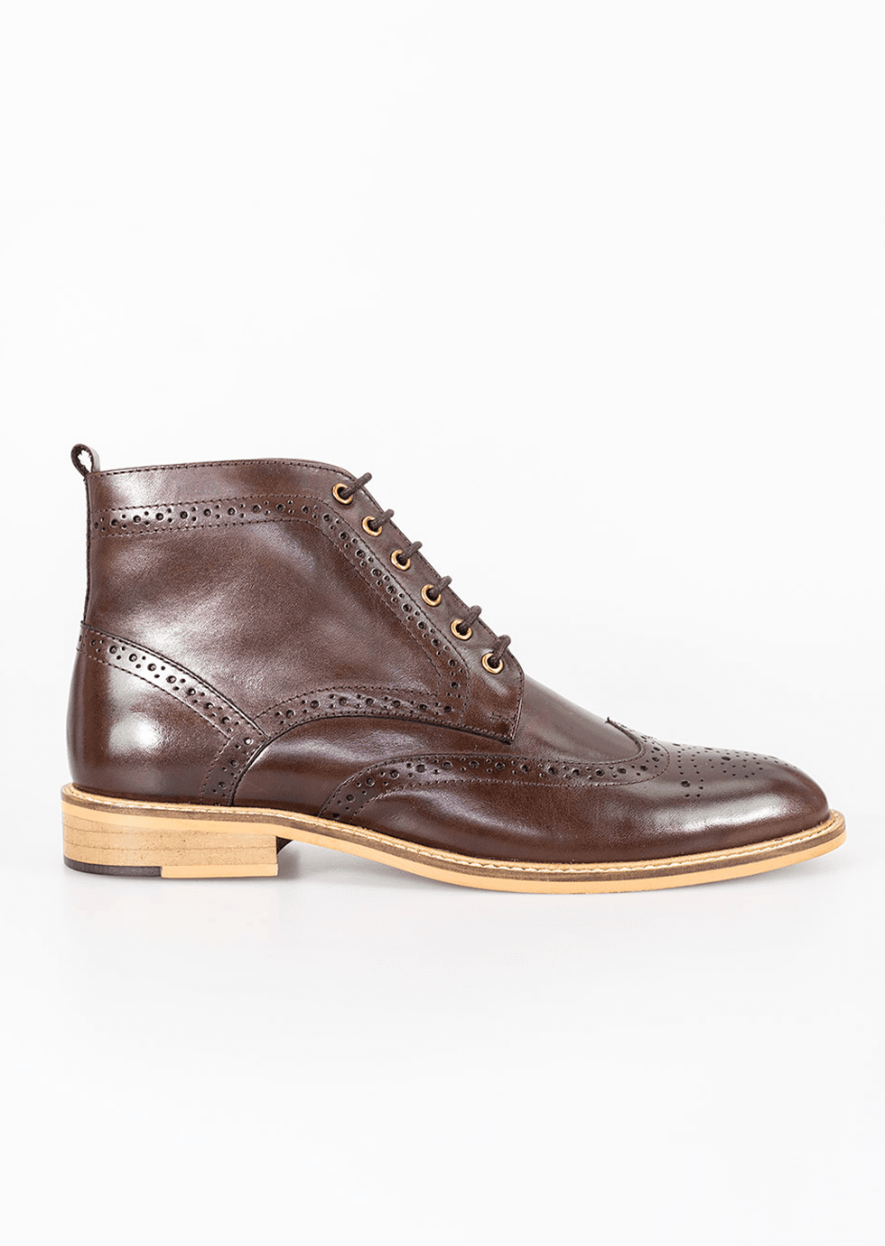 HOLMES BROWN LEATHER LACE UP BOOTS