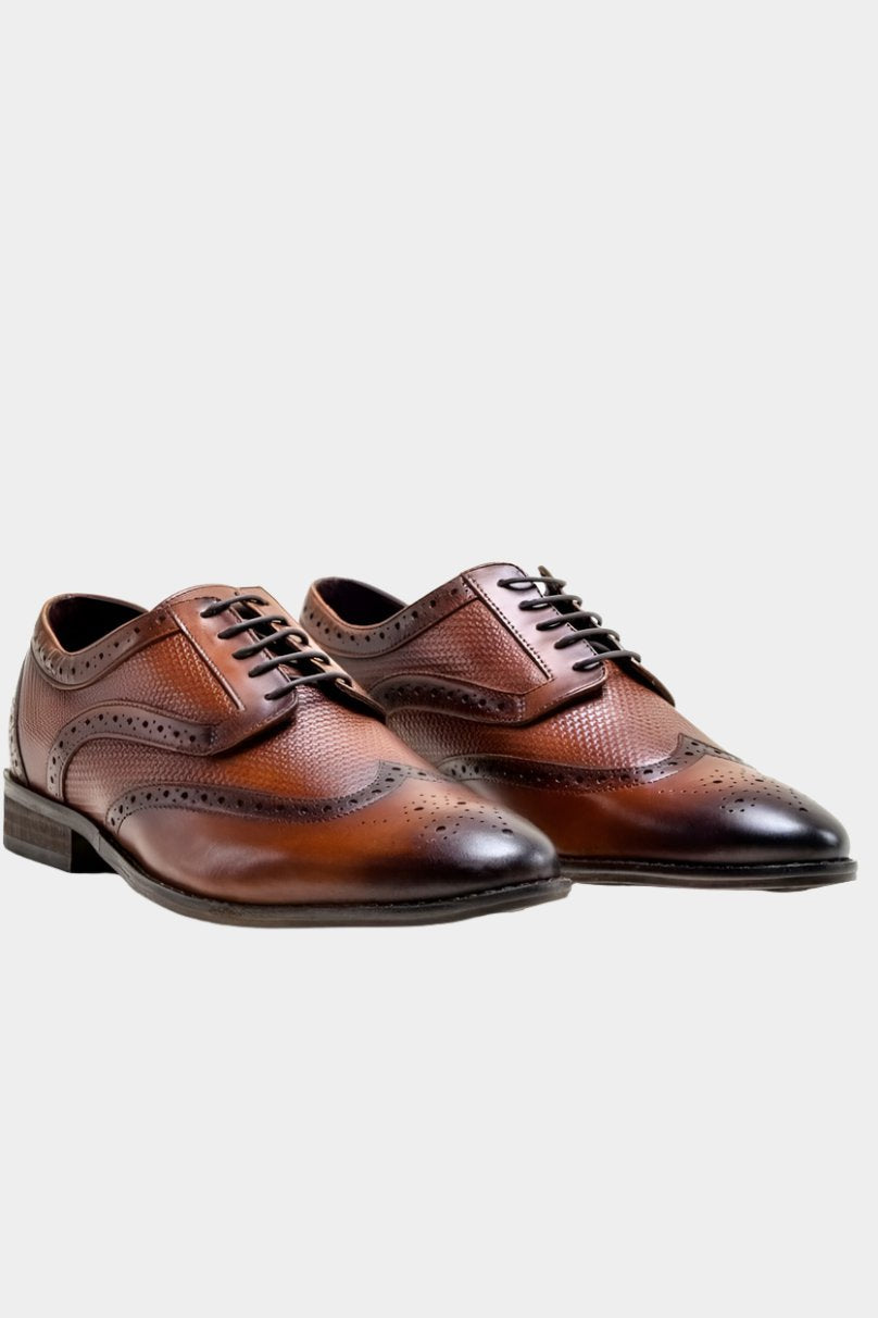 ORLEANS BROWN LEATHER BROGUE SHOES