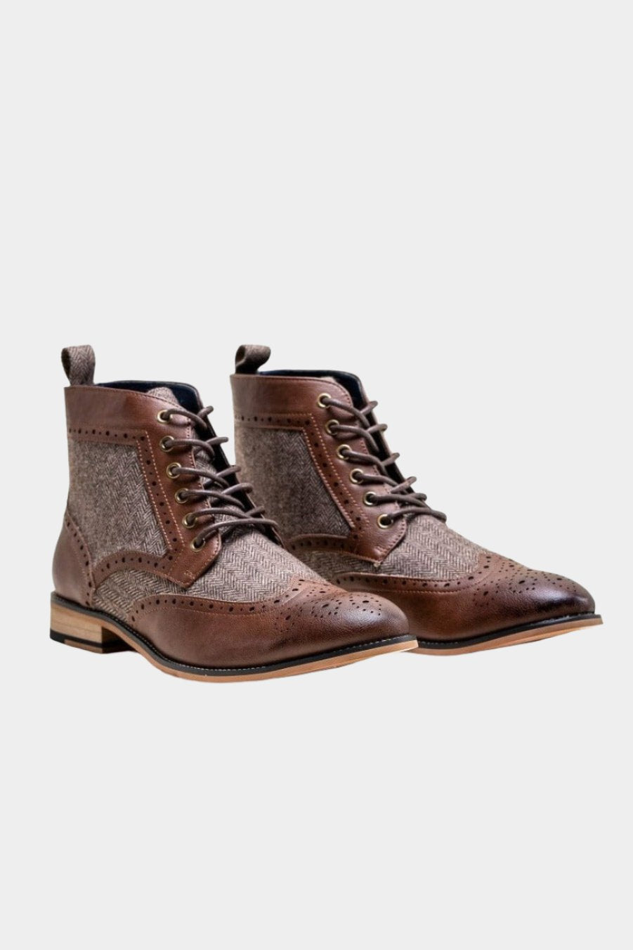 SHERLOCK BROWN TWEED CONTRAST BOOTS